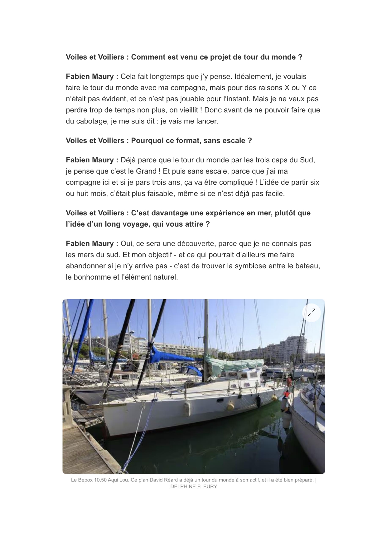Article du journal Voile et Voilier 09/2024